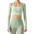 thumbnail image 5 of Women's Stretch Cutout Yoga Sports Jacket Long Sleeve Crop Top T Shirts with Thumb Holes, 5 of 8