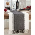 thumbnail image 2 of Fennco Styles Dobby Striped Cotton Textured Table Runner 16" W x 72" L - Black Knotted Tassels Table Cover for Home Décor, Dining Table, Banquet, Family Gathering and Special Occasion, 2 of 3
