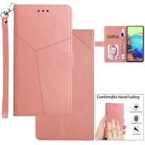 for Samsung Galaxy A32 5G Wallet Case,Luxury PU Leather Flip Cover [Magnetic Clasp][Full Protection] [RFID Blocking][Card Slots] [Wrist Strap][Kickstand] Shockproof Phone Case, Rosegold