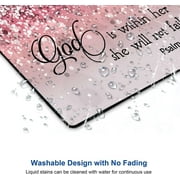 Mouse Pad, Psalm 46:5 God is Within Her, She Will not Fall - Bible Verse Pink Glitter Pattern Mouse Pad for Women, Square Waterproof Non-Slip Rubber Base Mousepad for Office Laptop