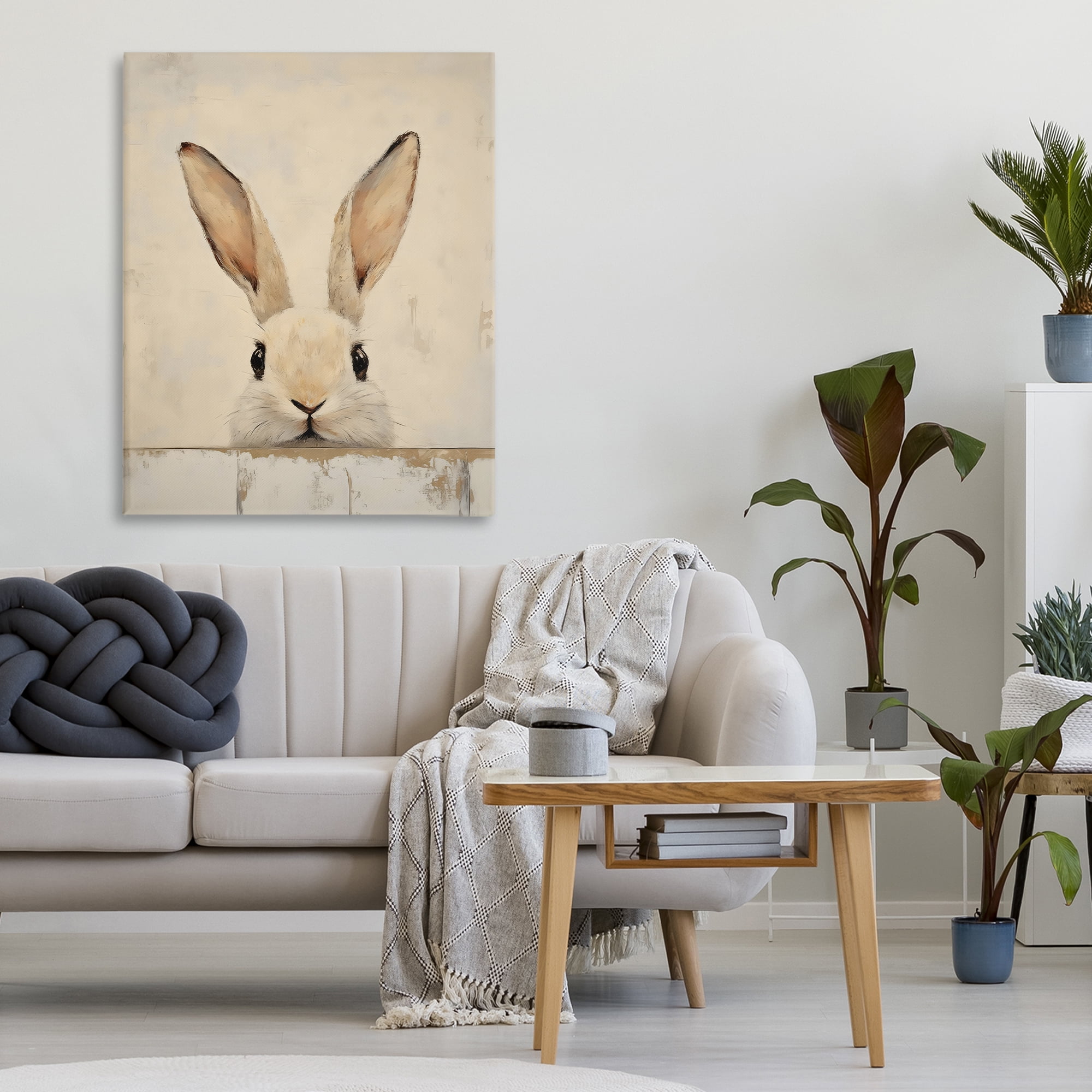 Stupell Industries Peeking Bunny in Soft Neutrals Canvas Wall Art, design by LSR Design Studio