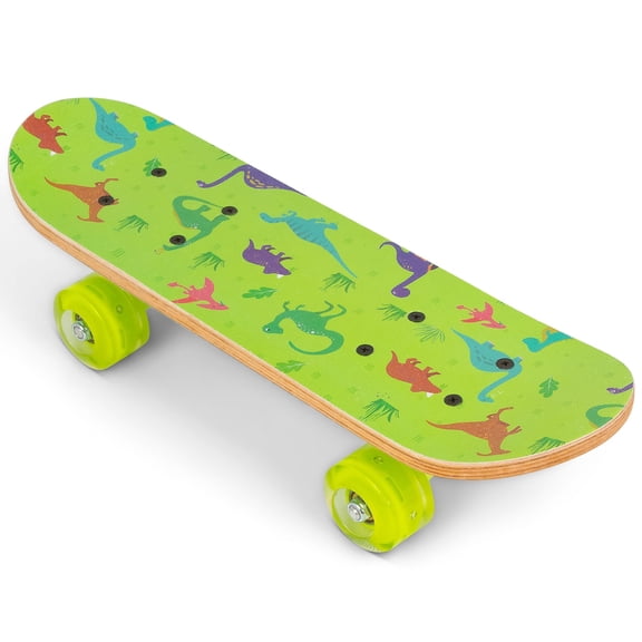 Ozbozz: 17" Skateboard - Dinosaur - Heavy-Duty Flashing Wheels, Anti-Slip Grip, Smooth-Ride Bearings, Wooden Deck, Outdoor Ride-On Toy, Kids Ages 3