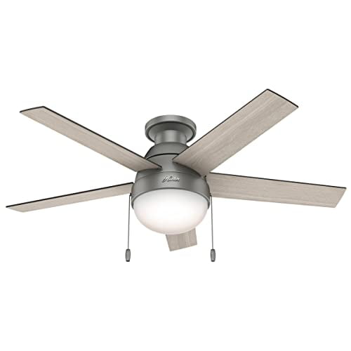Ventilador de Techo Hunter Anslee Plateado con Luz 46 Pulgadas