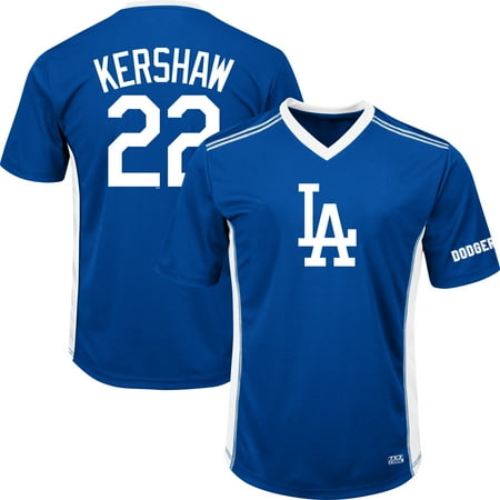 Men's Majestic Clayton Kershaw Royal Los Angeles Dodgers Player Name & Number Cool Base V-Neck T-Shirt