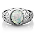 thumbnail image 4 of Gem Stone King Men's 4.00 Cttw White Simulated Opal Ring for Men | 925 Sterling Silver | Oval 12X10MM | Available 7,8,9,10,11,12,13, 4 of 6