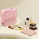 thumbnail image 5 of Uuiauoio Leather Standing Makeup Bag with Compartments, Travel Make Up Bags, Waterproof Portable Cosmetic Organizer Travel, Vertical Toiletry Bag for Luggage Handle, 5 of 6