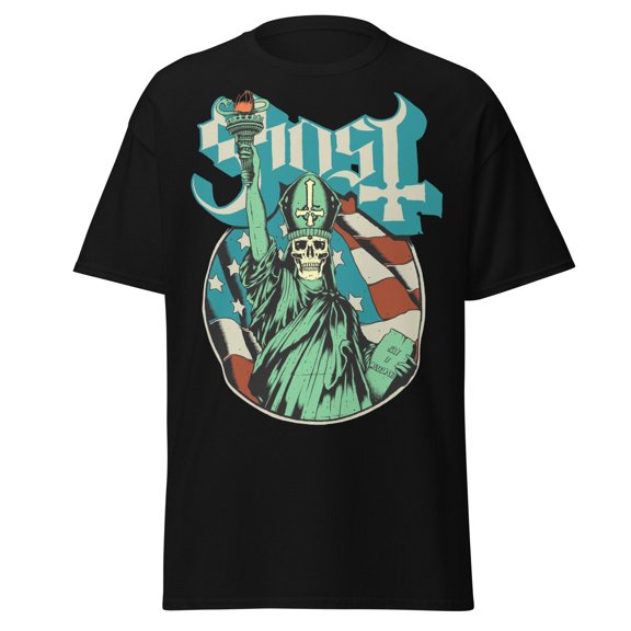 Ghost - Statue of Liberty Jumbo Print Unisex T-Shirt - Black - Small