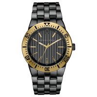Sean John Men Quartz Analog Display Two Tone Gun Metal And Gold Case Grey Dial With Genuine Diamond Gun Metal Bracelet 10030889