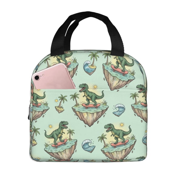 Dinosaur Insulated Lunch Bag For Women & Men, Reusable Leak-Proof Lunch Box With Cooler Compartment, Lunch Tote For Adults Work Travel