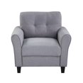 thumbnail image 5 of Living Room Sofas, Set of 2, Modern Linen Single Chair & Loveseat Sofa Couch with Thicken Armrest and Tufted Backrest, Upholstered Accent Sofa with Plastic Legs for Home Office, Light Gray, 5 of 7