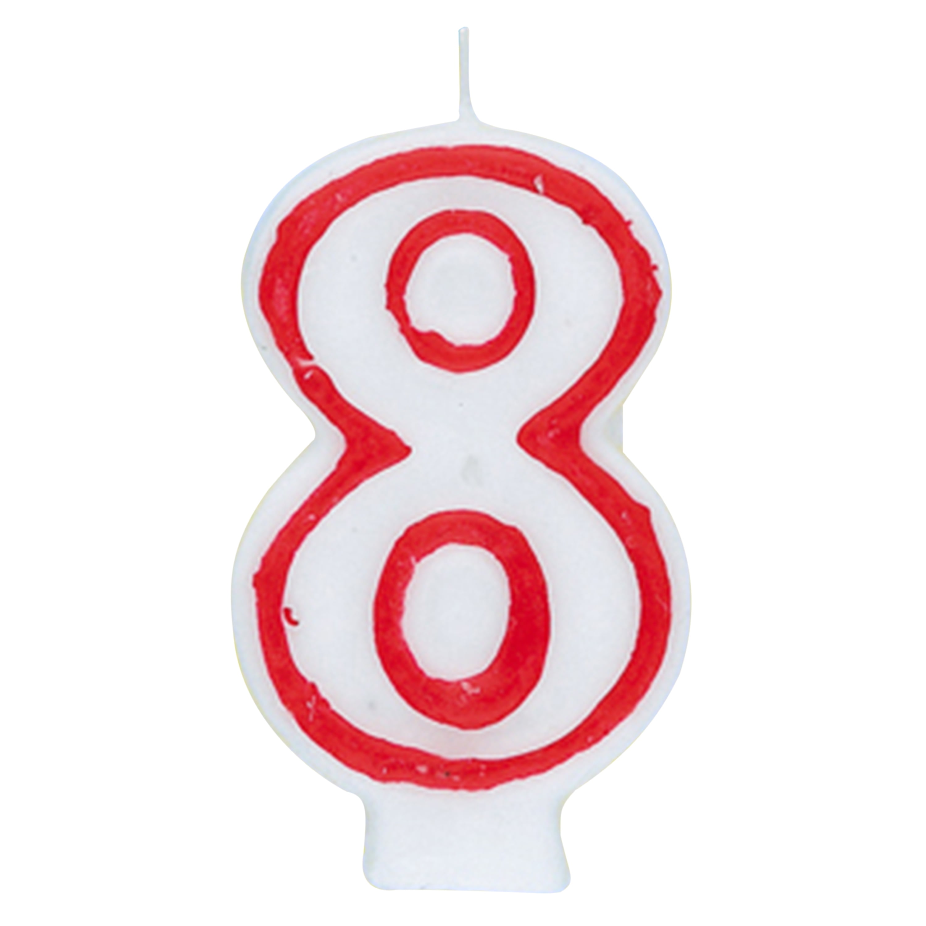 Number 8 Birthday Candle, 2.75 in, Red and White, 1ct