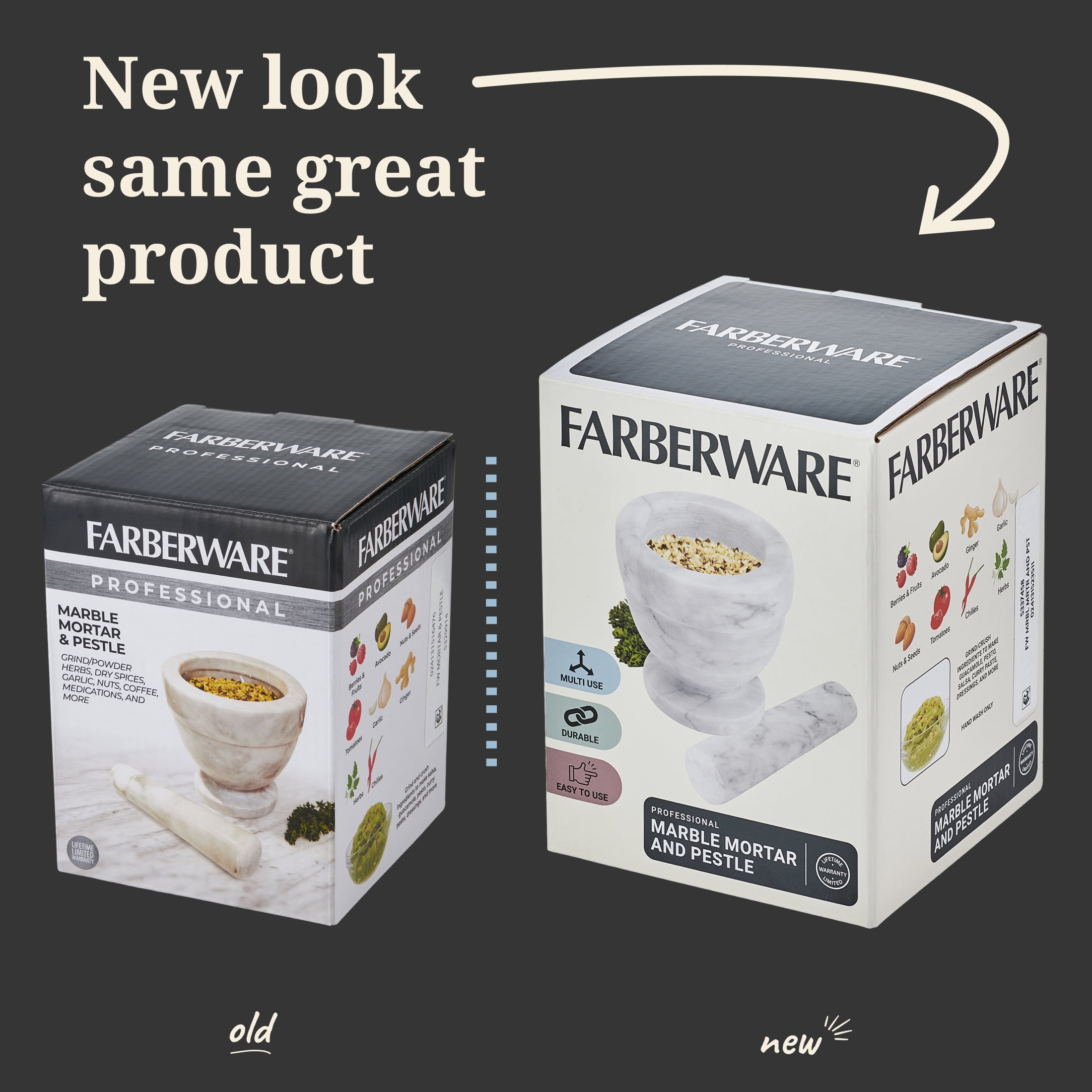 Farberware Professional Marble Mortar and Pestle with Oversized Handle