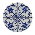 thumbnail image 2 of JEUXUS  Round Table Home Decoration Waterproof Tile Abstract Pattern Wipable Polyester Cloth Spring Summer Party Table Cover Geometric Pattern Indigo White, 2 of 7