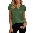 thumbnail image 2 of Tqcoqu Womens Satin Blouse for Women Business Work Tops Casual Cap Sleeve V Neck Button Down Shirts,Army Green,Women's S-XXL, 2 of 6