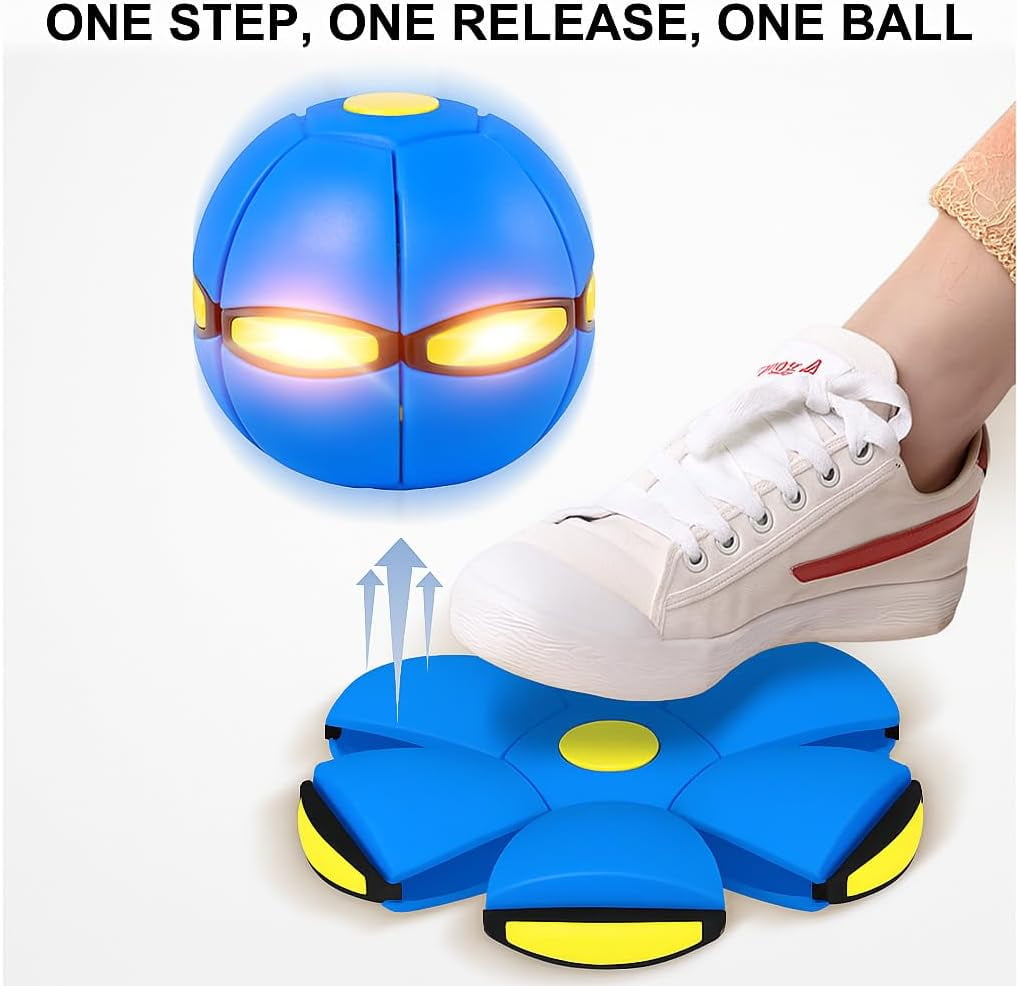 2026 Bouncing Ball, Magic Flying Saucer，Bouncy Ball，Interaction, Dog Toy, Easy to Catch, Safe with 6Lights