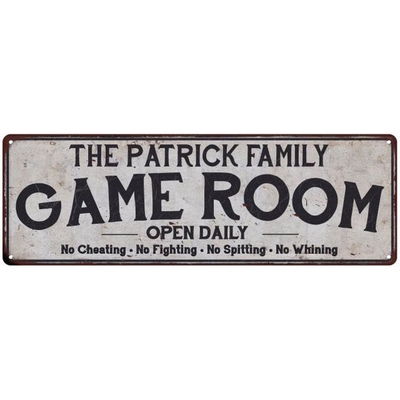 THE PATRICK FAMILY Gift Game Room Country Metal 6x18 Sign 206180042726