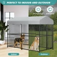 thumbnail image 5 of MEETWARM Large Outdoor Dog Kennel, Metal Heavy Duty Pet Playpen, Rust-Resistant Outdoor Dog Fence with Anti-UV & Waterproof Top Cover and Secure Lock for Backyard, 4'L x 8'W x 6'H, 5 of 7