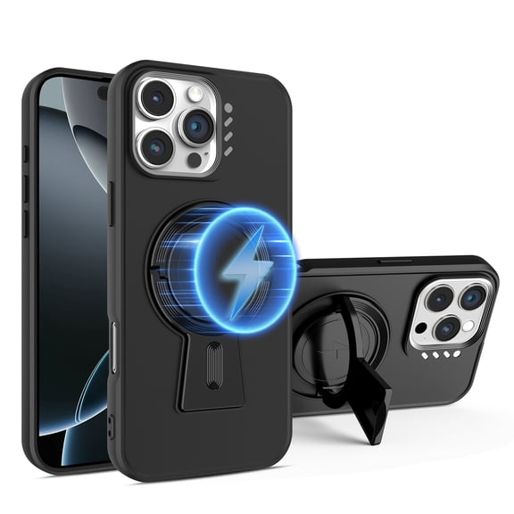 Dteck Magnetic Case for iPhone 16 Pro Max, Compatible with MagSafe, Sturdy Stand Shockproof Lightweight Protective Phone Case for iPhone 16 Pro Max,Black