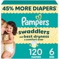 thumbnail image 1 of Pampers Swaddlers Diapers, Size 6 (23-44 lbs), Absorbent, Keeps Baby Dry and Comfortable, Skin Safe Disposable Baby Diaper, 1 of 27