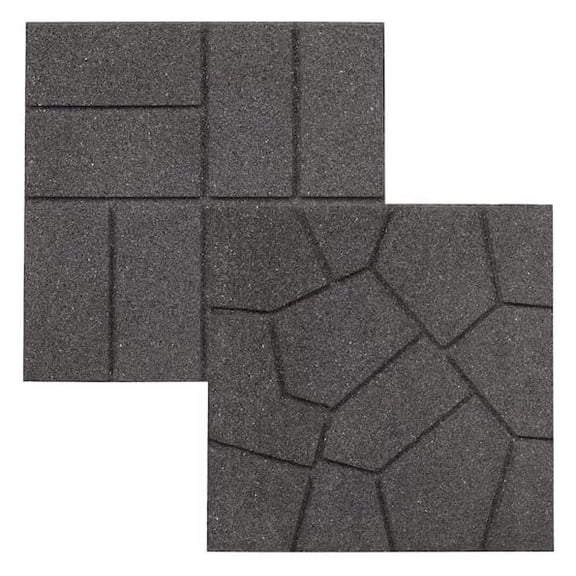 Dual Sided Rubber Paver Tile - 16" X 16" X 3/4" (Gray, 5 Tiles)