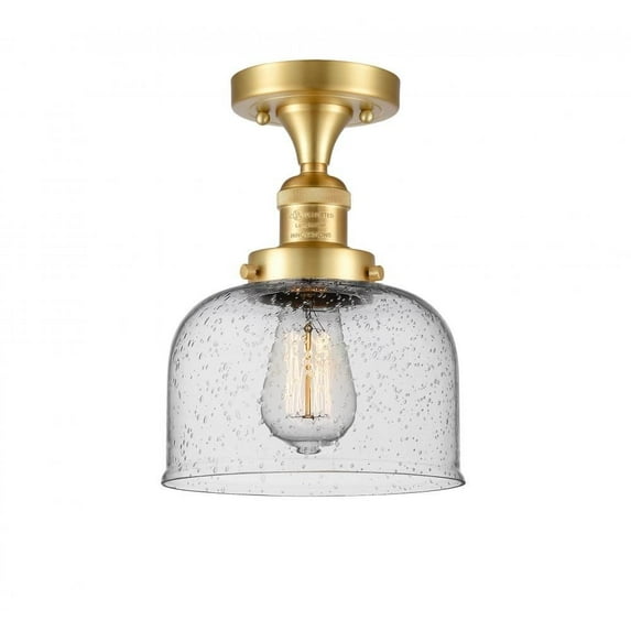 Innovations 517-1CH-SG-G74-L-LED X-Large Bell 1 Light Semi-Flush Mount part of the Franklin Restoration Collection, Satin Gold