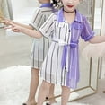 thumbnail image 3 of MHZLDYZ Girls Short Sleeve Dress Kids Girls' Dress Color Block Short Sleeve Casual Cute Daily Cotton Shirt Dress Summer Dress Girls Dresses Summer Clothes for Girls(Purple,130), 3 of 4