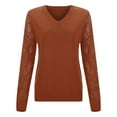 thumbnail image 4 of UJNDER Women's Solid Color Long Sleeve Knit Sweater Soft Comfortable Pullover Top for Fall Casual Outfits Brown M, 4 of 5