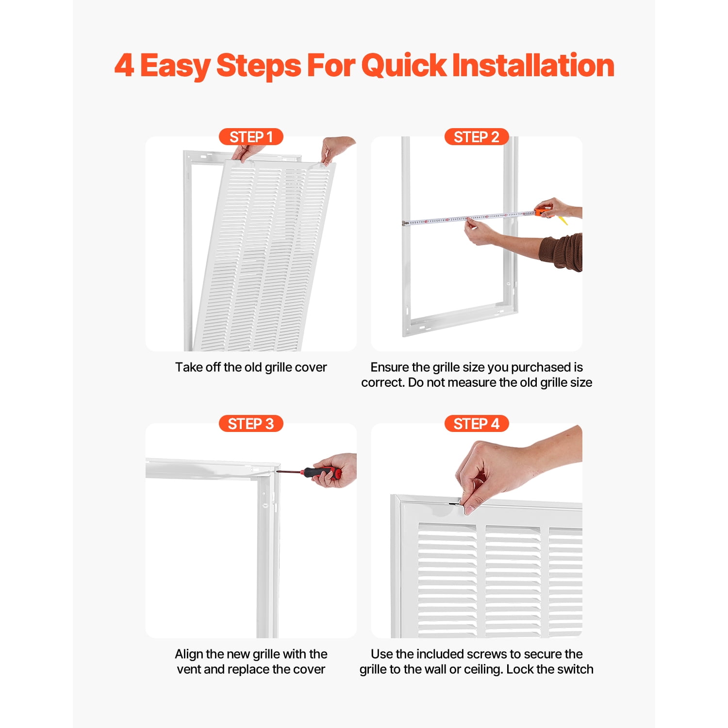 KFFKFF Air Filter Grill, Suitable for W20 x H30 Inch Duct Aperture, Filter Excluded, Wall Air Vent Cover, Powder-Finished Steel Air Return Grill with Removable Face/Door for 1 inch Filters