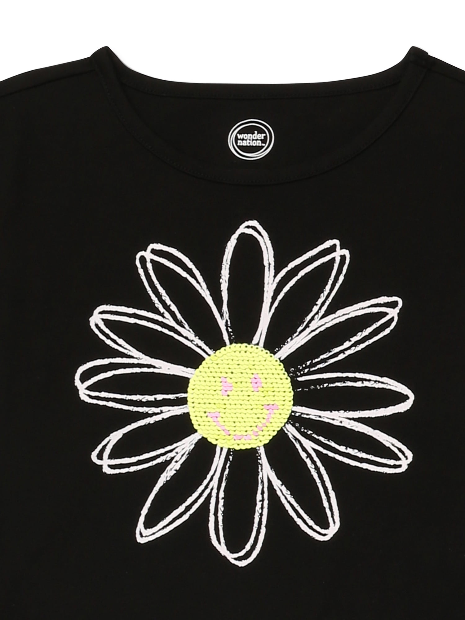 Wonder Nation Girls Short Sleeve Embellished T-Shirts, 2-Pack, Sizes 4-18 & Plus