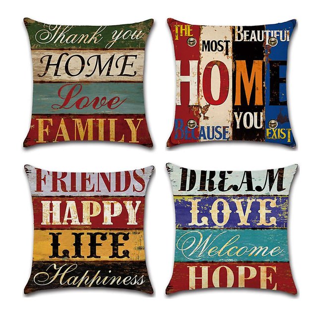 Funda de cojín CHAO juego de 4 fundas de almohada decorativas de algodón y lino 45 x 45 cm estilo mediterráneo