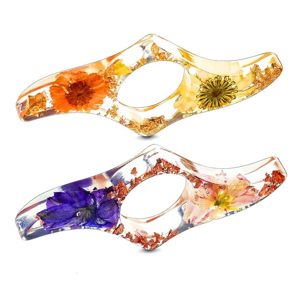 2 Piezas Soporte de Libro de Pulgar de Resina de Flores Secas-Soportes de Resina Hechos una Mano MarcapáGinas de Abridor de Libros de Peso Ligero (Estilo Fresco)