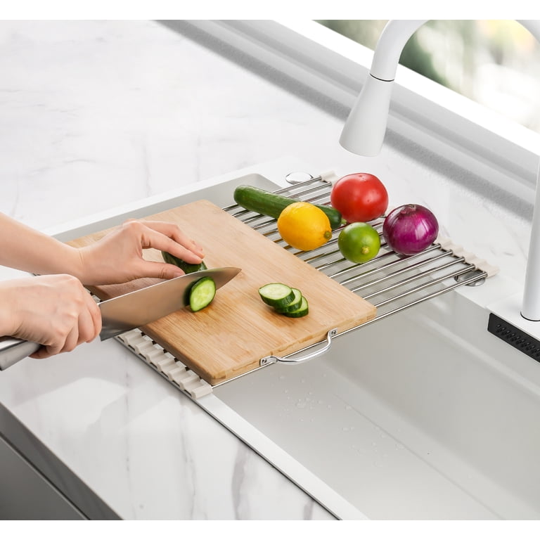 Archery Sling Bamboo Sink Drying Rack - Roll-Up Drain Board 17x12 Inch ...