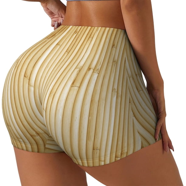 Fotbe Bamboo Wall Shorts Sin Costuras – Shorts Deportivos de Cintura Alta para Mujer, Elásticos para Gimnasio, Yoga, Running o Ciclismo-Large