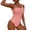 Pink, variant on cocolona Womens One Piece Swimsuit Sumemr Solid Color Slim Tummy Control Bathing Suit Vacation Beach Swimwear