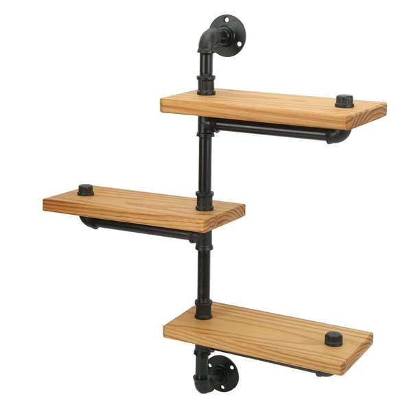 Floating Shelf, Load Bearing Carbonized Wood Wall Shelf For Living Room