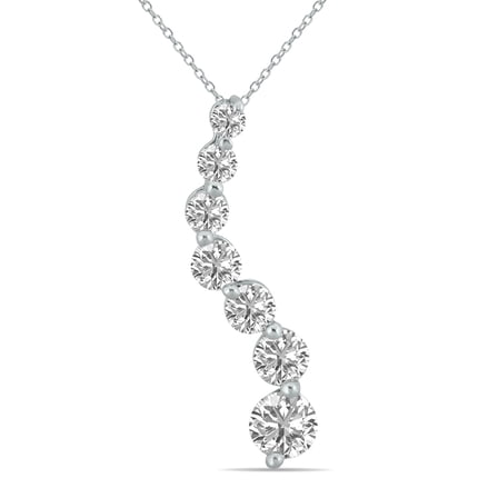SZUL Women's 1 CTW Lab Grown Diamond Journey Pendant in 14K White Gold (G-H Color, VS1-VS2 Clarity)