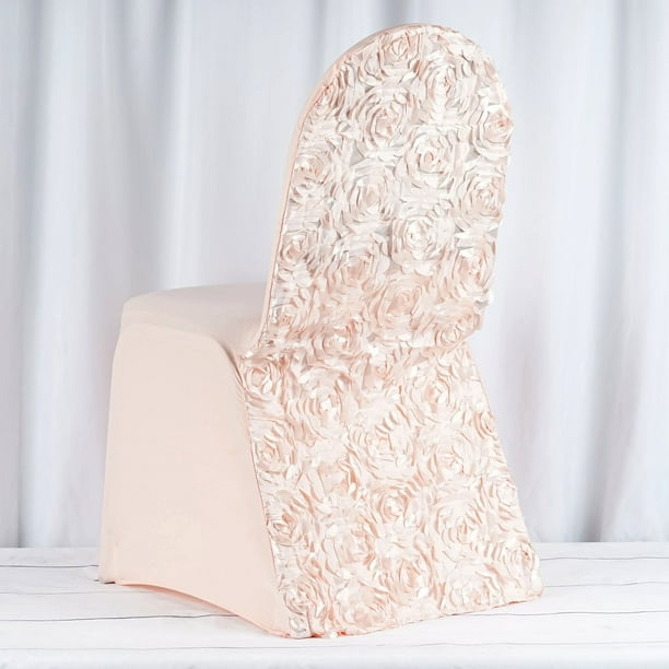5PCS Satin Rosette Stretch Banquet Spandex Chair Cover, Blush Walmart