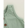 thumbnail image 6 of Wassery Baby Girls Boys Summer Casual Romper 6M 12M 18M 24M Infant Boy Girl Jumpsuit Solid Color Sleeveless Crew Neck Button Playsuit, 6 of 8