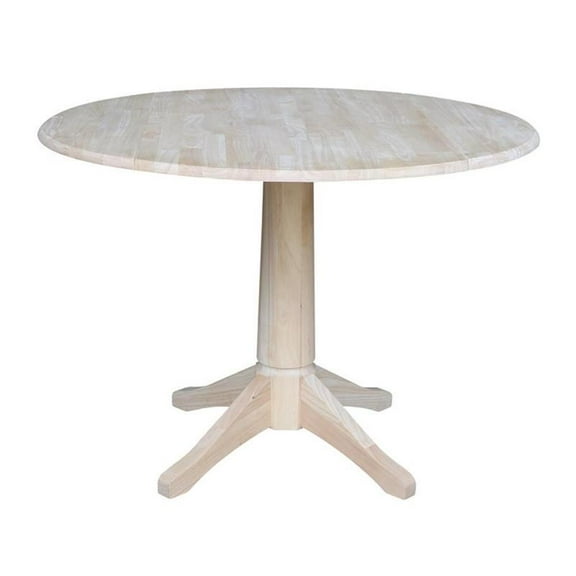 Pemberly Row 42" Round Solid Wood Dual Drop Leaf Pedestal Table - Unfinished