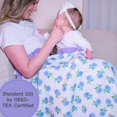 thumbnail image 4 of LollyBanks Ruffle Muslin Baby Girl Blanket, Organic Cotton Receiving Blanket, 40 x 36 in, Hydrangea Print, 4 of 8