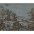 thumbnail image 3 of Circle of Gillis Neyts 24x20 Black Modern Framed Museum Art Print Titled - Rocky Landscape with View In Distance (17th Century), 3 of 5