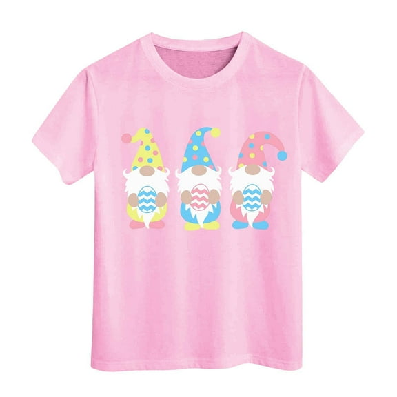 Shadoumai Easter Shirts for Toddler Girls Easter Day Graphic T-Shirts Crewneck Short Sleeve Tee for Toddler Comfy Sports T-Shirt Kids Summer Clothing