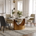 thumbnail image 3 of POVISON 71" Modern Dining Table Sets for 6, Matte White Sintered Stone Dining Table with 6 Chairs, Rectangular Dining Room Sets,7 Pieces, 3 of 6