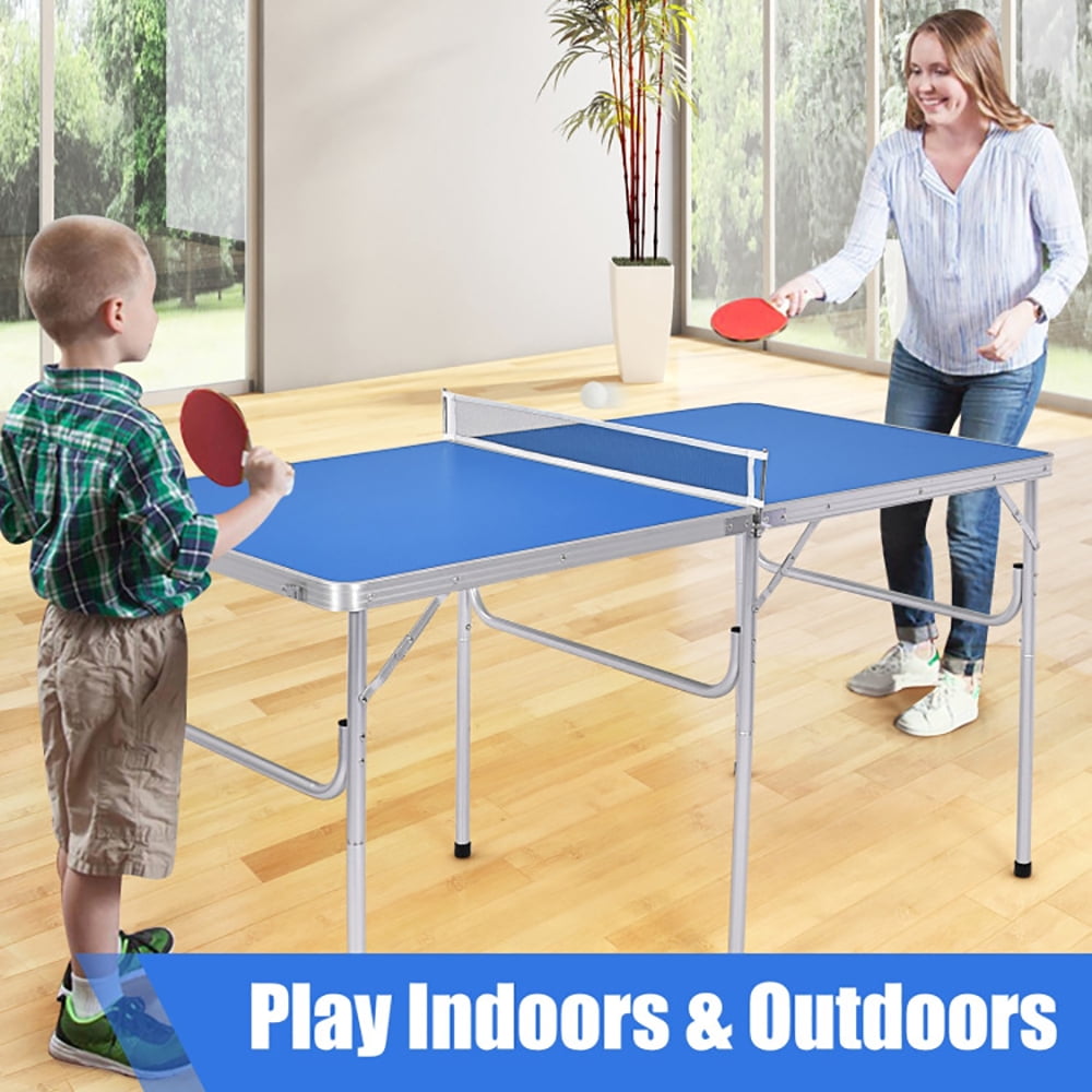 Topcobe 60 Inch Portable Tennis Ping Pong Folding Table with Accessories, Space Saver Table Tennis Table, Indoor Outdoor Play for Youth and Adults, Blue