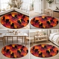 thumbnail image 4 of Round Rugs 6Ft, Abstract Vertical Blocks Round Area Rug Washable Indoor Throw Carpet, Orange Black Color Gradient Ombre Soft Non Slip Circle Rug for Office Cabinet Home Decor Aesthetic, 4 of 8
