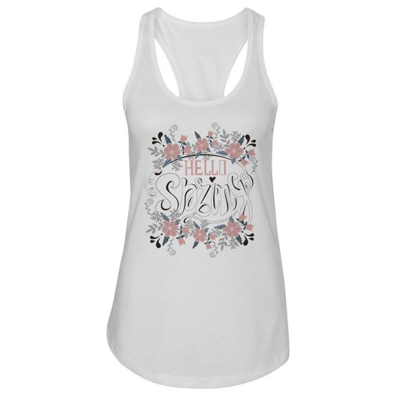 Hello Spring. Cute Design. Tank Women -Image by Shutterstock, Female Small