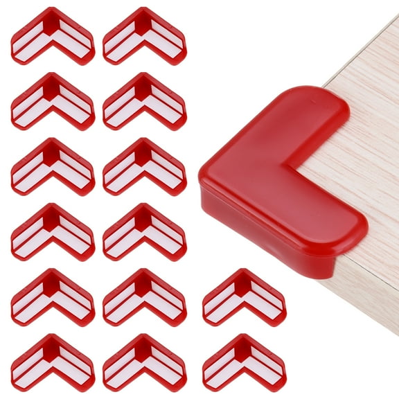 Uxcell Corner Protectors 16Pcs Table Corner Protectors Furniture Corner Guard and Edges Bumpers(L-shaped, Red)