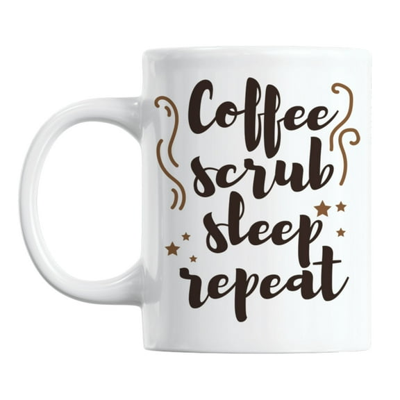 Surgeon's Coffee, Scrub, Sleep, Repeat White Ceramic Coffee & Tea Mug (11oz)