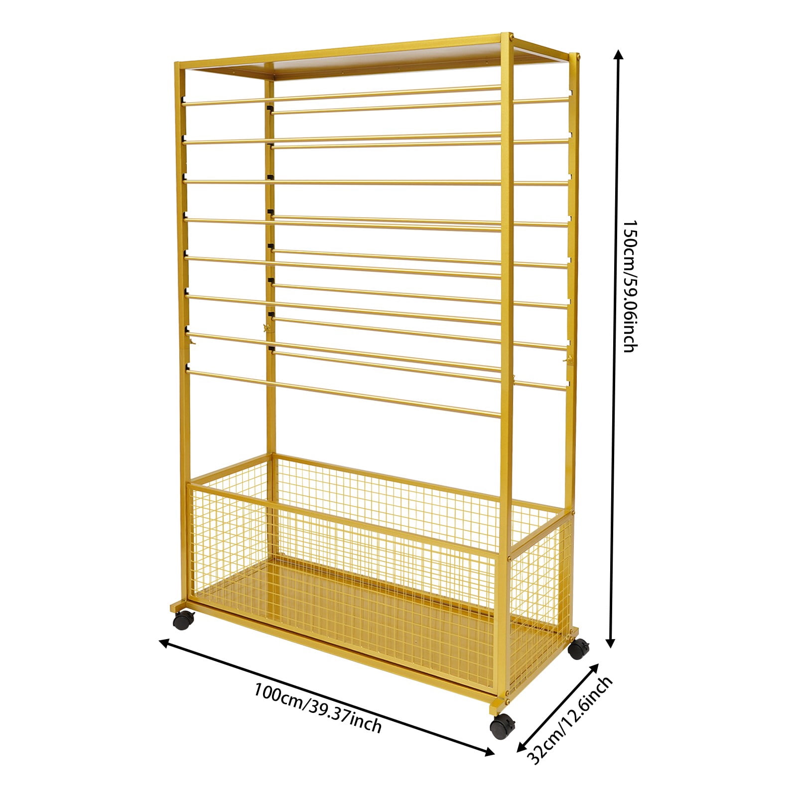 1 PCS Gold Double-Sided 16 Tier Ribbon Rack, Ribbon Holder, Storage Shelf For Ribbon,Wrapping Paper