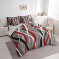 thumbnail image 3 of Homewish Modern Geometric Stripe 7-Piece Twin Bedding Sets.Abstract Waves Lines Bedding Comforter Set,Red Gray White Sheet Sets For Boys Kids,Microfiber Bedroom Decor Reversible, 3 of 8